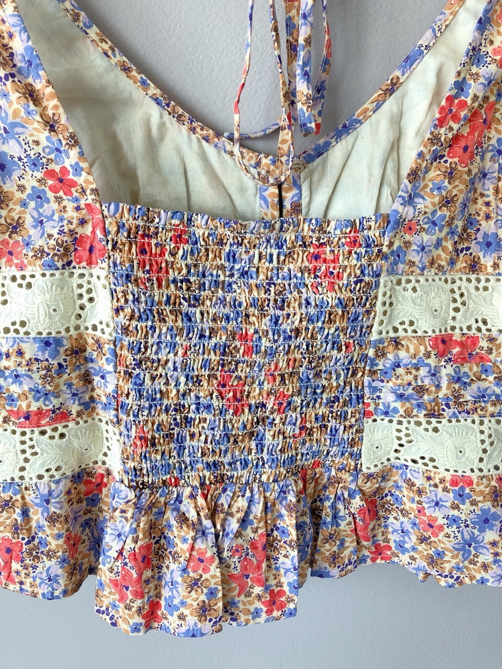 Free People Kiana lace printed tank top medium floral shirt - Picture 10 of 15
